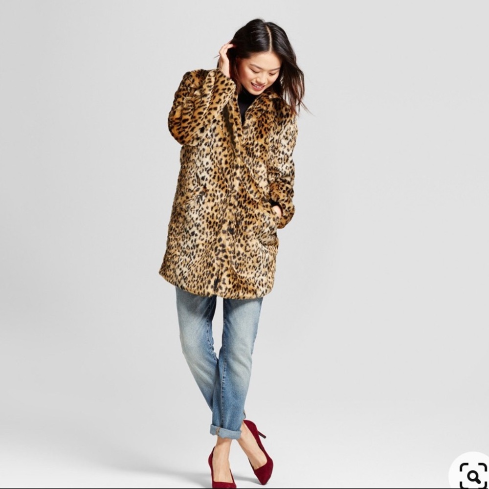 A New Day Target Faux Fur Leopard Coat Medium
